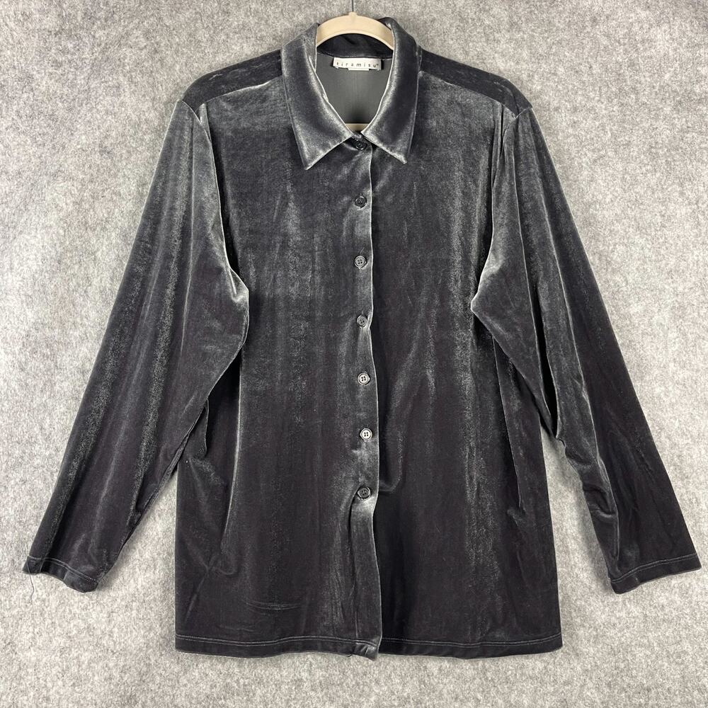 VTG Tiramisu Velvet Tunic Top Womens XL Gray Grunge‎ Goth Whimsygoth Witchy